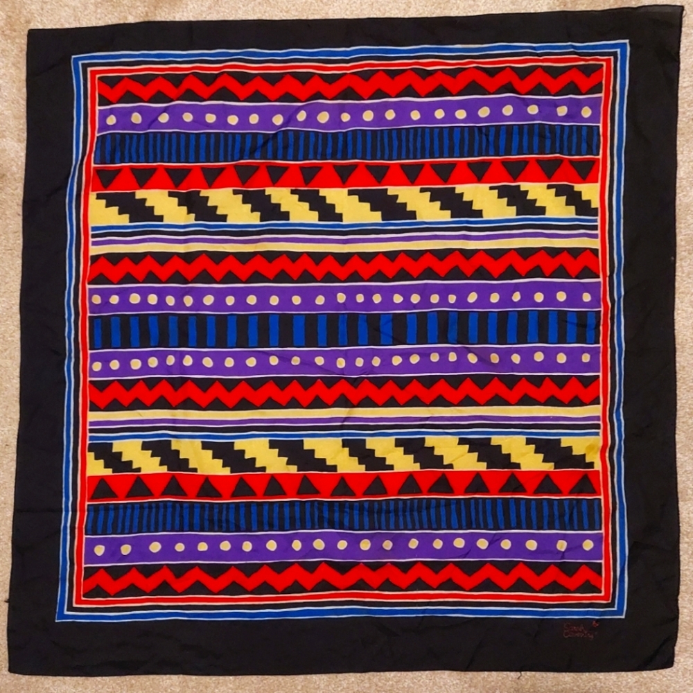 3for$19 Vintage 1979s Sarah Coventry Multicolor Geometric Pattern Scarf
